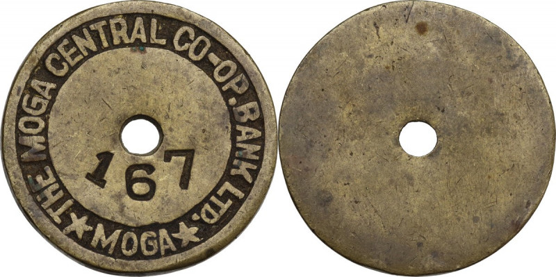 India. Moga Central Co-op Bank Ltd. Token, Moga, XIX century. Brass. 18.81 g. 36...