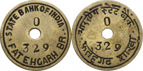 India. State Bank of India. Token, Fatehgarh, XIX century. Brass. 16.81 g. 38.00 mm.