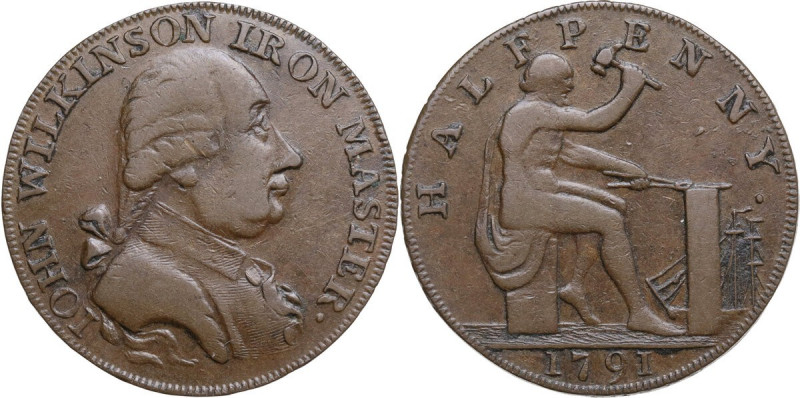 United Kingdom. Great Britain. Warwickshire. Iohn Wilkinson. Halfpenny 1791. AE....