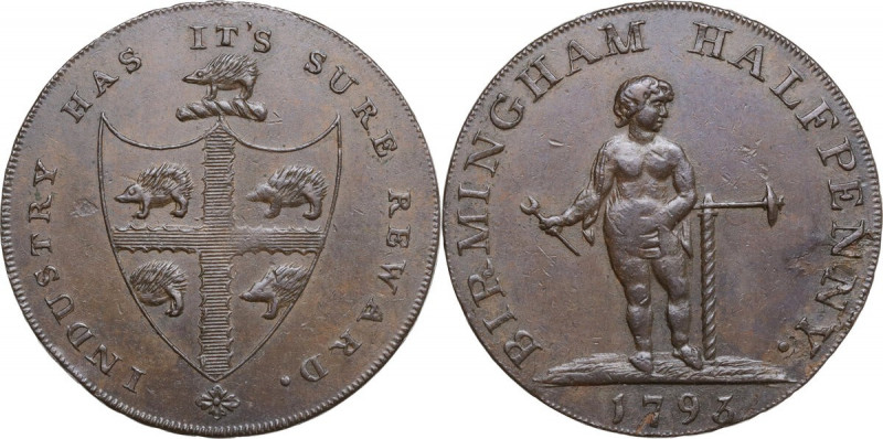 United Kingdom. Great Britain. Warwickshire. Birmingham. Halfpenny Token 1793. A...