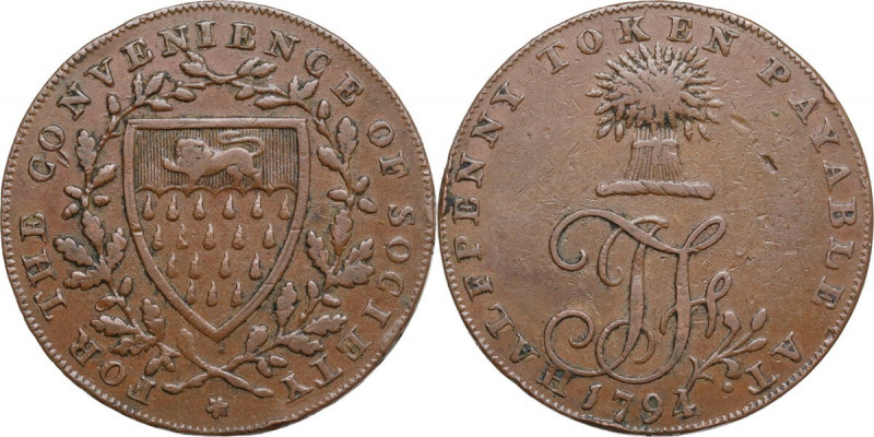 United Kingdom. Great Britain. Sussex. Northiam. Halfpenny Token 1794. AE. 9.29 ...