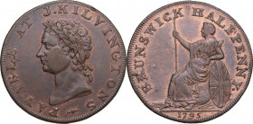 United Kingdom. Great Britain. Middlesex. Halfpenny Token 1795 PAYABLE AT J. KILVINGTONS. AE. Traces of red copper luster. VF.