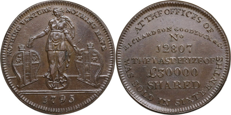 United Kingdom. Great Britain. Midelsex. Halfpenny Token 1795 payable AT THE OFF...