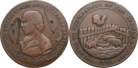 United Kingdom. Great Britain. Middlesex. Iohn Eaton. Halfpenny Token 1795. AE. 8.59 g. 29.00 mm. Two graffiti on obverse. VF.