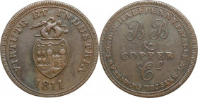 United Kingdom. Great Britain. Gloucestershire. Bristol. Halfpenny token 1811 HALF PENNY PAYABLE AT BRISTOL SWANSEA & LONDON. AE. 9.60 g. 29.00 mm. VF...