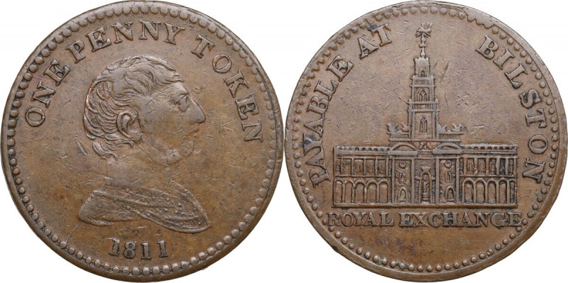 United Kingdom. Great Britain. Bilston. Penny Token 1811. AE. 19.59 g. 35.00 mm....