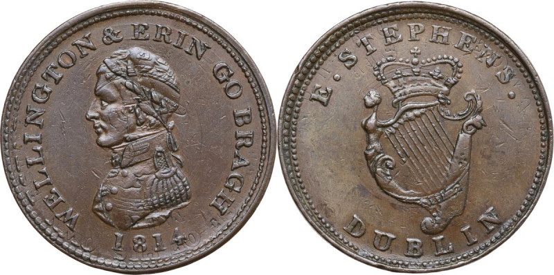 United Kingdom. Ireland. Dublin. Edward Stephens. Penny Token 1814. AE. 14.23 g....