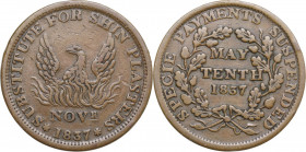 USA. Token 1837. AE. 10.16 g. 28.00 mm. This token is historically interesting because it refers to the New York's assembly of the 27 November 1837. I...