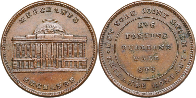 USA. Merchant Exchange Company New York. Token nd (1837). AE. 10.88 g. 29.00 mm....