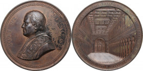 Pio IX (1846-1878), Giovanni Mastai Ferretti. Medaglia di massimo modulo 1854, Ricostruzione della Basilica di San Paolo. D/ PIVS IX PONT MAX. Busto a...