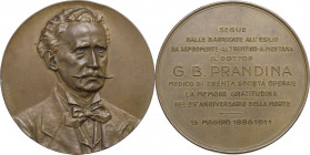 Giovanni Battista Prandina (1816-1866). Medaglia 1911 nel 25° anniversario della morte. 150° Johnson 45. AE. 61.00 mm. Opus: Donzelli. Colpetto al cig...