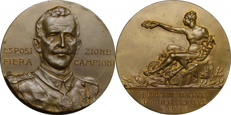 Vittorio Emanuele III (1900-1943). Medaglia per la fiera campionaria di Roma. AE...