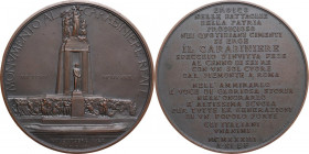 Medaglie fasciste. Medaglia 1933, A. XI. Monumento al carabiniere reale. D/ MONVMENTO AL CARABINIERE REALE. Prospetto del monumento; ai lati, MDCCCXIV...