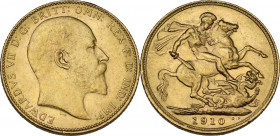 Australia. Edward VII (1901-1911). Sovereign 1910 M, Melburne mint. Fried. 33. AV. 7.99 g. 22.00 mm. XF/AU.
