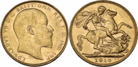 Australia. George V (1910-1936). Sovereign 1910 P, Perth mint. Fried. 34. AV. 7.98 g. 22.00 mm. VF/AU.