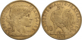France. Third republic (1871-1940). 10 francs 1899. KM 846; Fried. 597. AV. 3.22 g. 18.00 mm. VF.