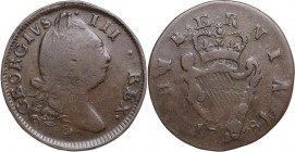 Great Britain. George III (1760-1820). Counterfait HIBERNIA AE issue 1781. AE. 6.82 g. 28.50 mm. R. Minting flatness. About VF.