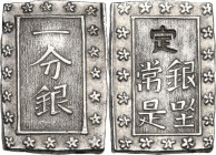 Japan. Edo Period (1603-1868). AR Ichi Bu Gin, Tokyo mint, 1837-1854. Hartill (Jap.) 9.80. AR. 8.67 g. 24.5 x 16.5 mm. Good EF.