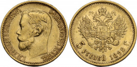 Russia. Nicola II (1894-1917). 5 Rubel 1898 Γ, St. Petersburg mint. KM Y62; Fried. 180; Bitkin 20. AU. 4.29 g. 18.50 mm. AU.