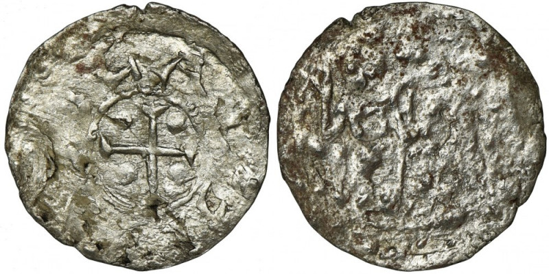 Boleslaw III Wrymouth, Denarius undated Odmiana z dużym krzyżem z kulkami w naro...