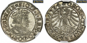 Sigismund I the Old, Groschen Thorn 1534 - NGC MS63 - PRVSSIE MAX