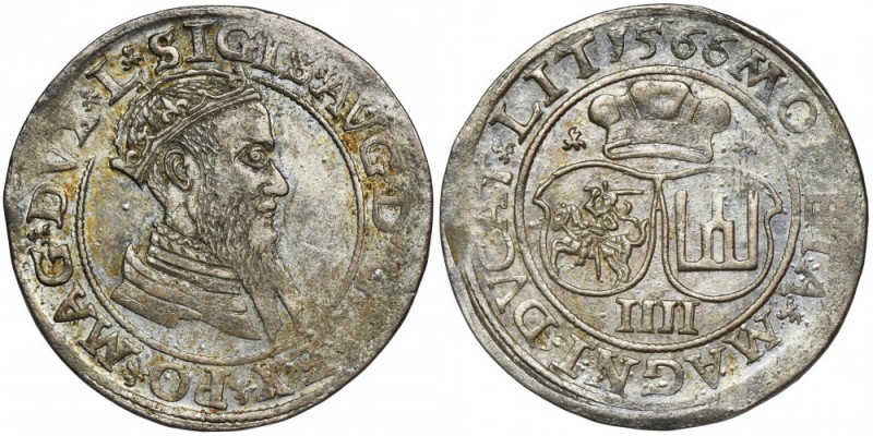 Sigismund II August, 4 Groschen Villnius 1566 - L/LIT Legend variety L / LIT. Ve...