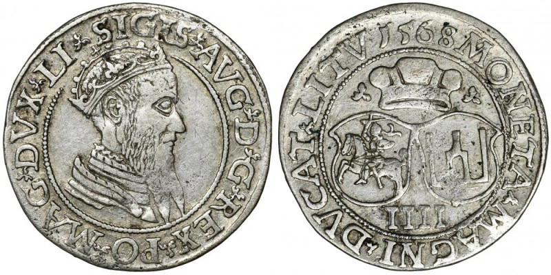 Sigismund II August, 4 Groschen Villnius 1568 - LI/LITV Legend variety LI / LITV...