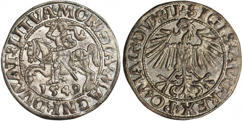 Sigismund II August, 1/2 Groschen Vilnius 1549 - LI/LITVA Odmiana z końcówkami n...