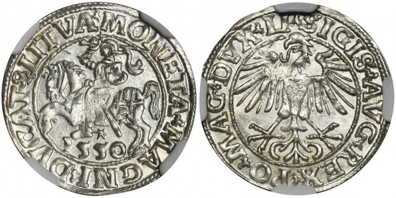 Sigismund II August, 1/2 Groschen Vilnius 1550 - NGC MS64 Odmiana z legendą LI/L...