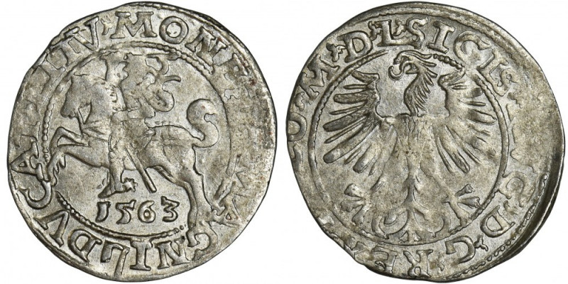 Sigismund II August, 1/2 Groschen Vilnius 1563 - L/LITV Rzadszy półgrosz Zygmunt...