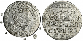 Stephen Bathory, 3 Groschen Riga 1583 R1