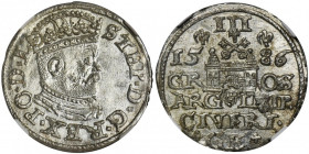 Stephan Batory, 3 Groschen Riga 1586 - NGC MS64