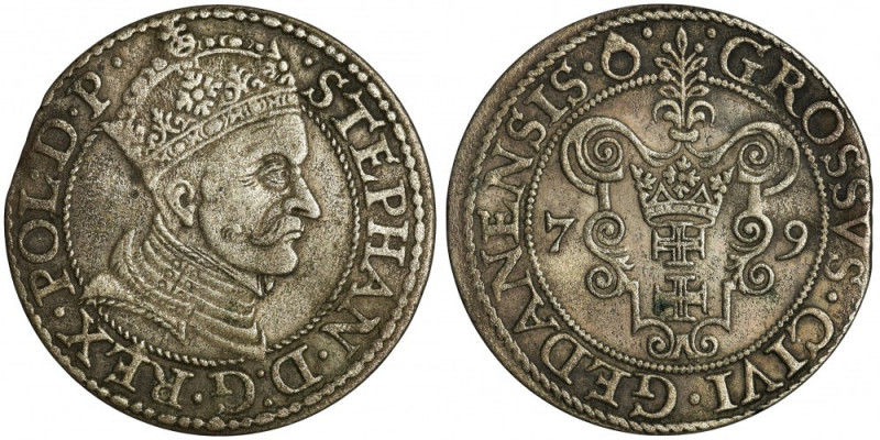 Stephen Batory, Groschen Danzig 1579 Odmiana z kropką na awersie kończącą napis....