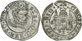 Stephen Bathory, Groschen Riga 1582 - LI R1