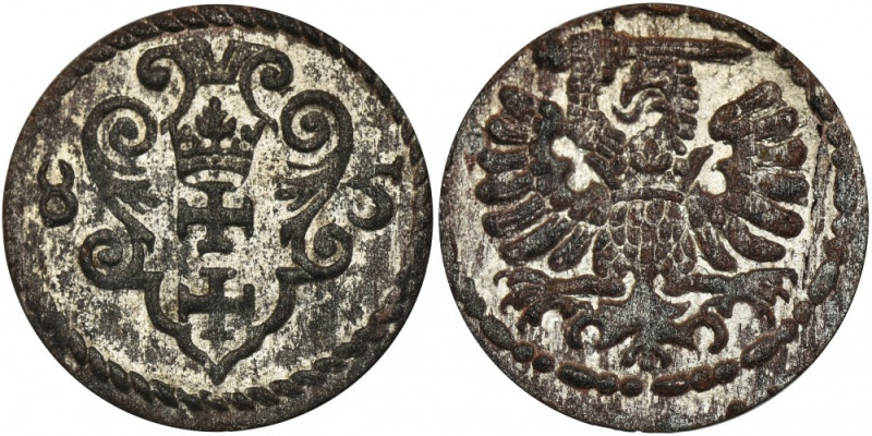 Stephan Bathory, Denarius Danzig 1585 Ostatni rocznik gdańskich denarów Batorego...