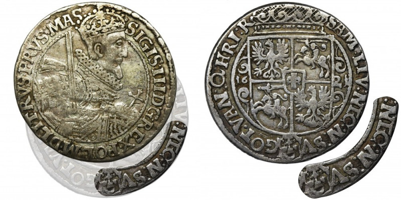 Sigismund III Vasa, 1/4 Thaler Bromberg 1621 - PRVS MAS - RARE Rzadka odmiana z ...