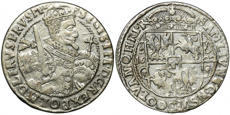 Sigismund III Vasa, 1/4 Thaler Bromberg 1622 - PRVS M Odmiana z trzema gwiazdkam...