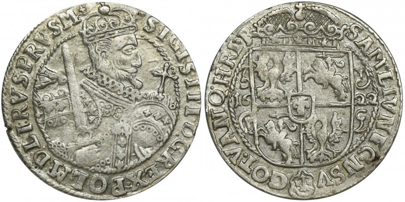 Sigismund III Vasa, 1/4 Thaler Bromberg 1622 - PRVS M Odmiana z trzema gwiazdkam...