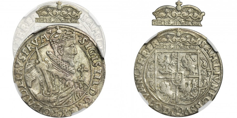 Sigismund III Vasa, 1/4 Thaler Bromberg 1623 - NGC VF35 - RARE Końcówka napisu P...