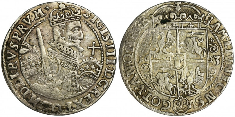 Sigismund III Vasa, 1/4 Thaler Bromberg 1623 - PRV M Końcówka napisu PRV M. Ładn...