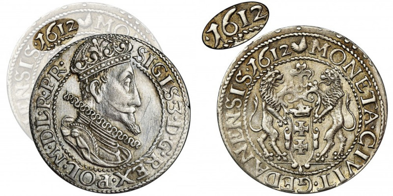 Sigismund III Vasa, 1/4 Thaler Danzig 1612 - RARE Rzadki rocznik w każdym stanie...