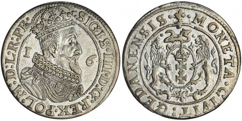 Sigismund III Vasa, 1/4 Thaler Danzig 1623 - PR Końcówka napisu PR. Pięknie zach...