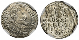 Sigismund III Vasa, 3 Groschen Olkusz 1597 - NGC MS62