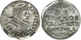 Sigismund III Vasa, 3 Groschen Riga 1591 - NGC MS61