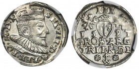Sigismund III Vasa, 3 Groschen Vilnius 1593 - NGC MS62