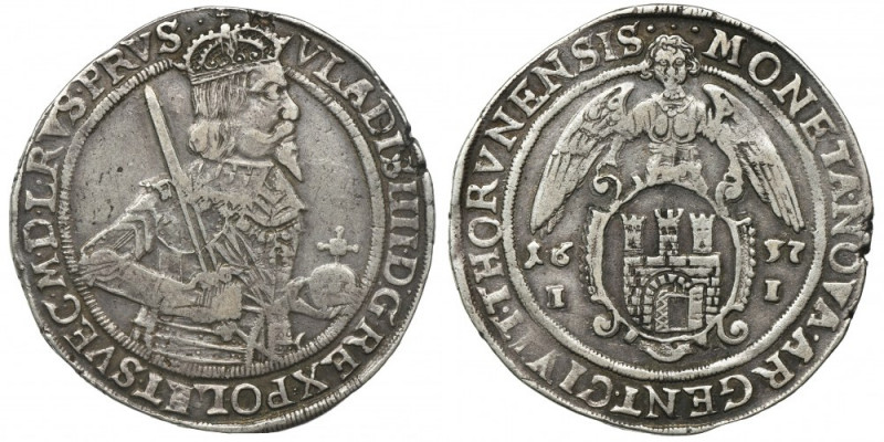 Ladislaus IV of Poland, Thaler Thorn 1637 II Wczesny typ talara z 'IIII' w tytul...