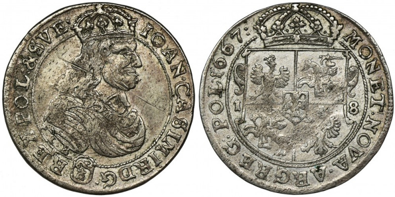 John II Casimir, 1/4 Thaler Bromberg 1667 TLB Odmiana z napisem CASIMIR zamiast ...