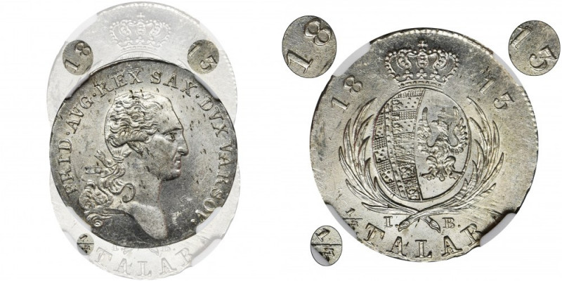 Duchy of Warsaw, 1/3 Thaler 1813 IB - NGC MS62 Rzadka dwuzłotówka Księstwa Warsz...