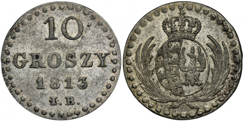 Duchy of Warsaw, 10 groschen Warsaw 1813 IB Ładnie zachowany egzemplarz. Dużo po...