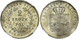 November Uprising, 2 zloty Warsaw 1831 KG - NGC MS63